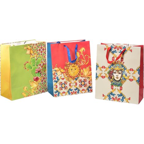 Sacchetto per confezioni regalo decorato da 32 cm "La terra del sole" in design assortiti