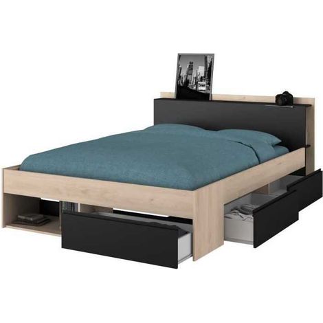 Parisot Kombi-Bett Erwachsene Eiche und Schwarz 140x190-200 cm (1/3)