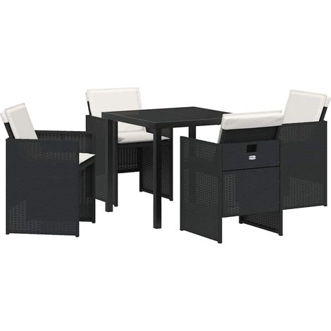 Ensemble de salle à manger pour jardin 5 pcs，Salon de jardin Noir Poly rotin CFW36602 (1/5)