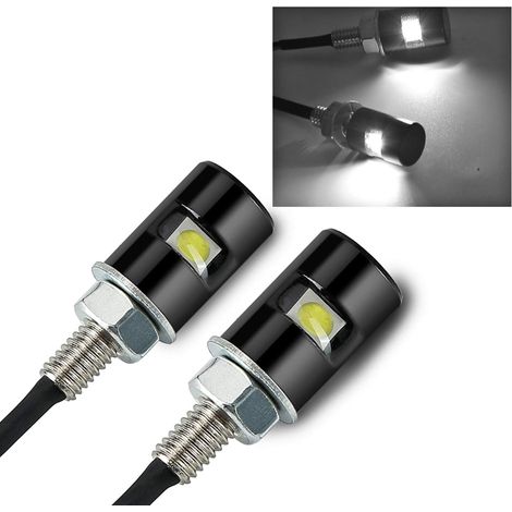 2 Stück (weiße) LED-Kennzeichenlampen mit Schraubverschluss für Autos und Motorräder