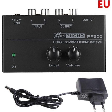 Préamplificateur Phono PP500 avec Contrôles de Volume RCA et Sortie 1/4" TRS pour Platine Vinyle - Alimentation UE (1/4)