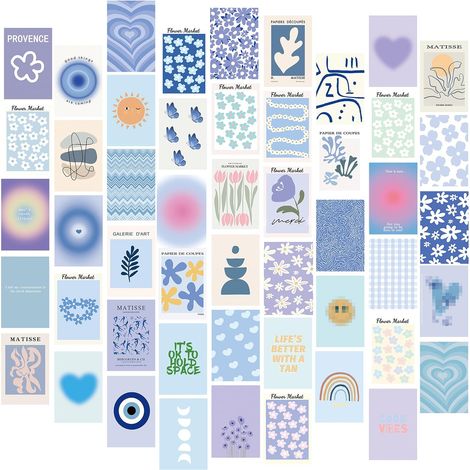 50 Pièces Kit de Collage Mural Esthétique Boho, Décor de Chambre à Couleur Chaude, Affiches d'Art Imprimées Pour les Adolescents (1/5)