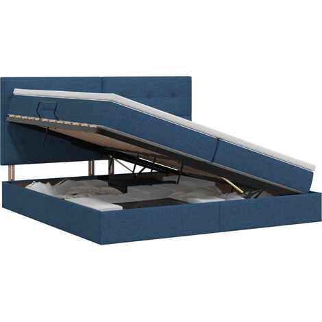 Cama con almacenamiento y colchón Azul 200 x 200 cm tela vidaXL (1/5)