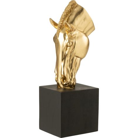 Tête de Cheval sur Socle "Hollywood" 44cm Doré