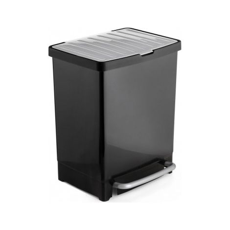 Poubelle de recyclage Tatay 2 compartiments 17L et 8L noir 41,5x33x28 cm (1/4)