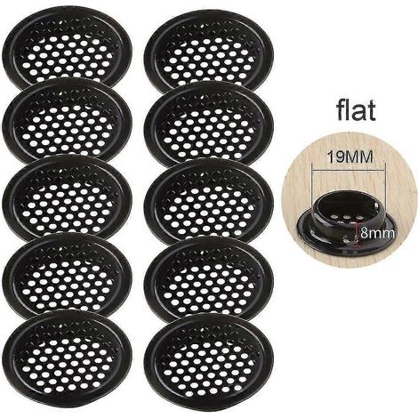 10 grilles d'aération rondes noires pour avant-toit, grilles en acier inoxydable à persiennes, Tw 19 mm plates (1/5)