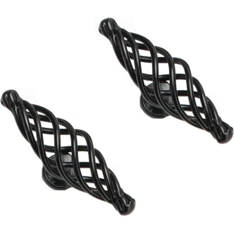 Poignées de porte de placard de cuisine vintage noires, poignées en métal, pour tiroirs et portes de placard de cuisine et salle de bain (ovale à un trou) (1/2)