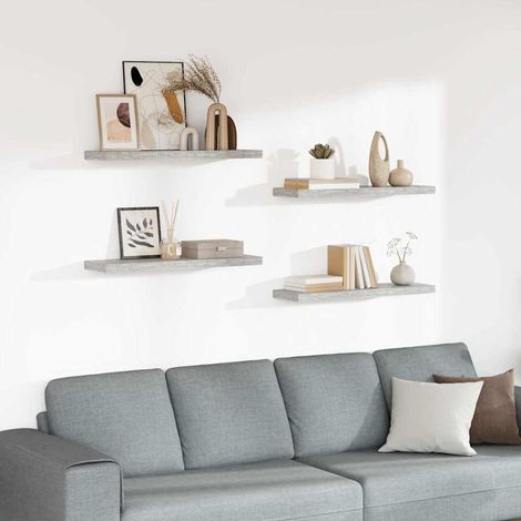 326602 vidaXL Floating Wall Shelves 4 pcs Concrete Grey 80x23,5x3,8 cm MDF (1/5)
