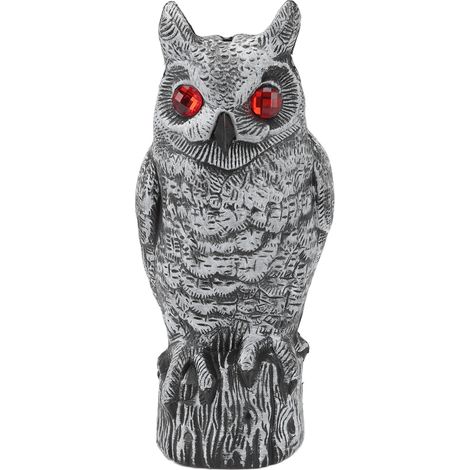 Gufo finto, richiami a forma di gufo per spaventare gli uccelli, gufi di plastica per spaventare gli uccelli, ornamenti da giardino a forma di gufo simulato con occhi luminosi e suono, decorazione per