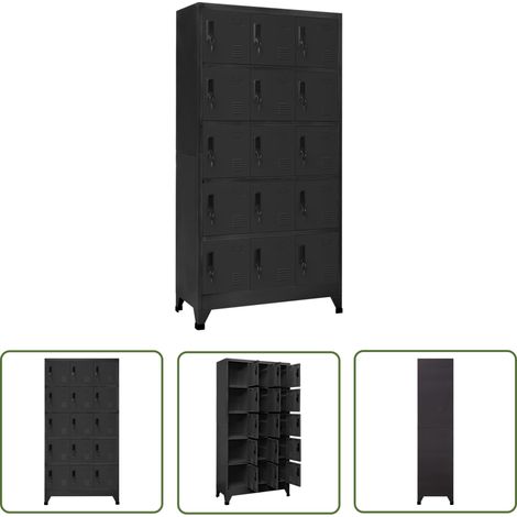 The Living Store Armoire à casiers Anthracite 90x40x180 cm Acier - Armoire À Casiers - Meuble De Rangement - Armoire Métallique - Armoire Scolaire - Armoire De Bureau (1/5)