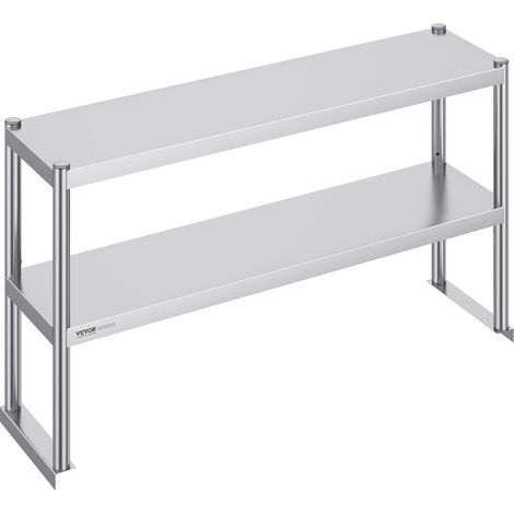 Double Étagère, Étagère à Deux Niveaux en Acier Inoxydable, 30,5 x 121,9 x 60 cm, Accessoire pour Table de Préparation et de Travail à Hauteur Réglable, pour Cuisine, Restaurant et Atelier (1/5)