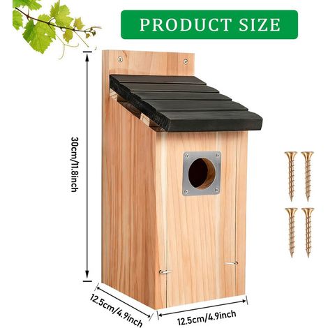 Nichoir en Bois Naturel pour Oiseaux Extérieurs Cabane à Oiseaux de Jardin pour Bleuets Moineaux et Petits Oiseaux Résistant aux Intempéries avec Porte de Nettoyage (1/5)