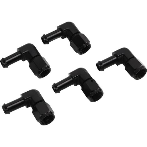 Adaptateur de raccord de conduite de carburant à 90 degrés (5 pièces) avec prévention des fuites : raccord femelle 6AN vers raccord cannelé 3/8 po. (1/5)