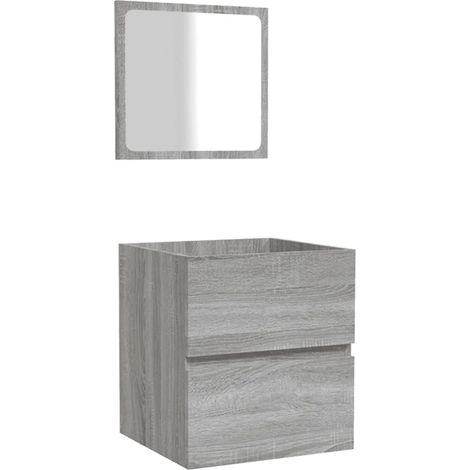 Armoire de bain murale avec miroir design contemporain 41 x 38,5 x 45 cm en bois d'ingénierie sonoma gris (1/5)