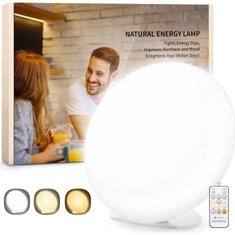 Lichttherapielampe SDD-Lampe 10000 Lux mit 3 Farbmodi, 5 Helligkeitsstufen, tragbare Lichttherapielampe mit Fernbedienung und 4 Timereinstellungen, einstellbare Sonnenlampen für Zuhause/Büro, kein UV- (1/5)