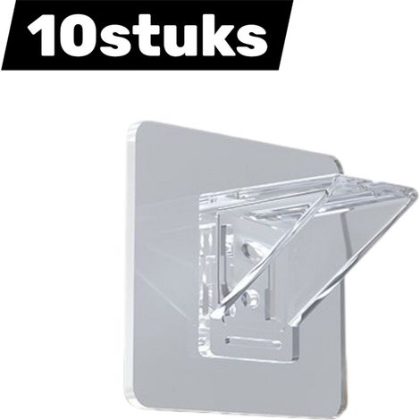 Lot de 10 supports d'étagère sans perçage - Fixation invisible - Autocollants - Adaptés aux armoires et aux murs de chambre - Étagères à angle droit autocollantes - 7 x 7 cm - Blanc (1/5)