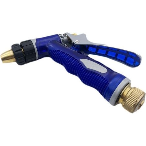Pistolet à eau de lavage de voiture haute pression bleu mer tout en cuivre, buse à 4 points droite, tuyau d'arrosage (1/3)