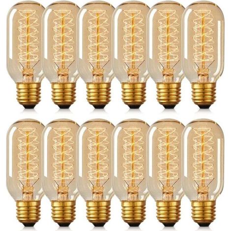 12 T45 Edison-Glühbirnen, 40 W, Retro-Spiral-Wolframlampe, 220 V (1/4)