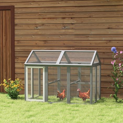 Enclos poulailler 1,18 m², parc grillagé avec porte verrouillables, cadre en bois massif, 140 x 88,5 x 106 cm, gris (1/5)