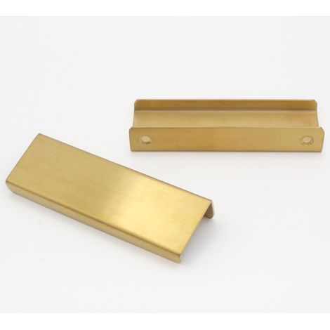 Poignée de meuble de cuisine, poignée dorée encastrée, poignée de porte cachée en alliage d'aluminium, 2 pièces, distance du trou 96 mm (1/5)