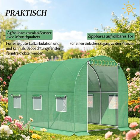 Foliengewächshaus 300x200x200 cm aus verzinktem Metall und grünem Polyethylen – MEUBLIV (1/5)