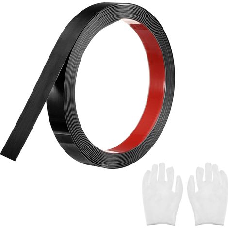 Baguette de Moulure en Acier Inoxydable Auto-Adhésive, Finition Noire Brossée à Coller, avec Gant, Moulure Décorative pour Miroir Mural, 0,78" x 16,4 Pieds (1/5)