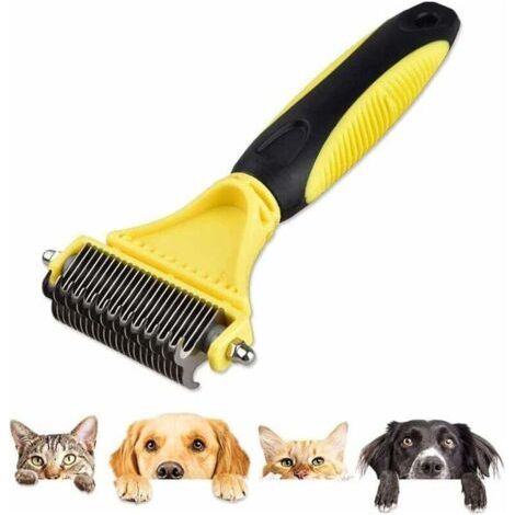Peine para perros con desanudador, peine doble para perros, peine desenredador, peine de cuidado para mascotas para eliminar fácilmente enredos, nudos y pelo enmarañado en perros y gatos. (1/4)