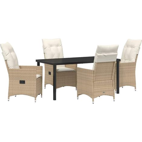 Maison Exclusive - Set da Pranzo per Giardino con cuscino 5 pcs Beige polyrattan (1/5)