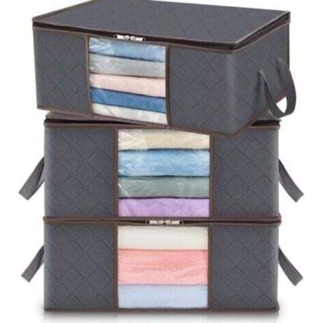 3-piece 35L Clothes Storage Bag, Foldable Under-Bed Storage Box for Bedroom, Duvet, Clothes, Blanket, Toys