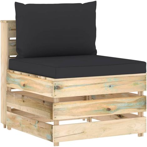Canapé central sectionnel Canapé fixe Canapé scandinave Sofa avec coussins Bois imprégné de vert 87706 (1/5)
