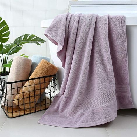 Serviette de bain en pur coton, épaisse, douce et absorbante, en satin à fibres longues et à nez plat.