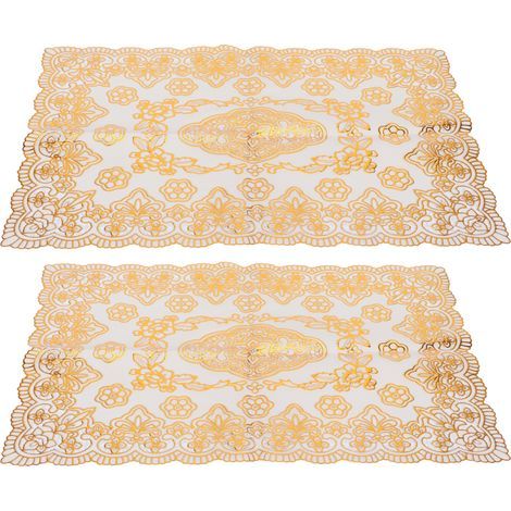 2 pièces 30x45 cm, Set de table PVC doré, dessous de verre, protection cuisine, décoration mariage Style 4