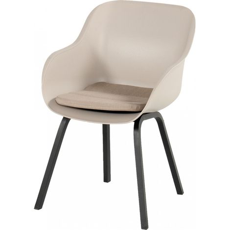 Hartman Le Soleil Element Dining Stuhl taupe mit schwarzem Gestell inkl. SEAQUAL Sitzkissen taupe (1/5)