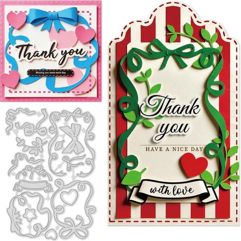 Lot de 16 matrices de découpe en métal en forme de nœud papillon - 10,9 x 15,9 cm - En acier au carbone - Pour scrapbooking, fabrication de cartes, d'albums en papier, loisirs créatifs (1/5)
