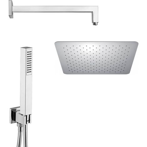 Set doccia Jacuzzi  rubinetteria con braccio soffione ultraslim quadrato 25 cm e doccetta (1/5)