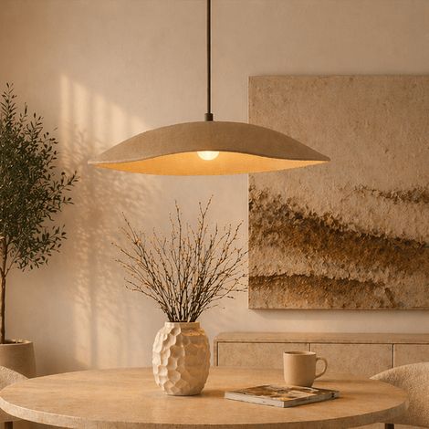 Lampe suspendue abat-jour en béton de carbone beige - robuste - (1/5)