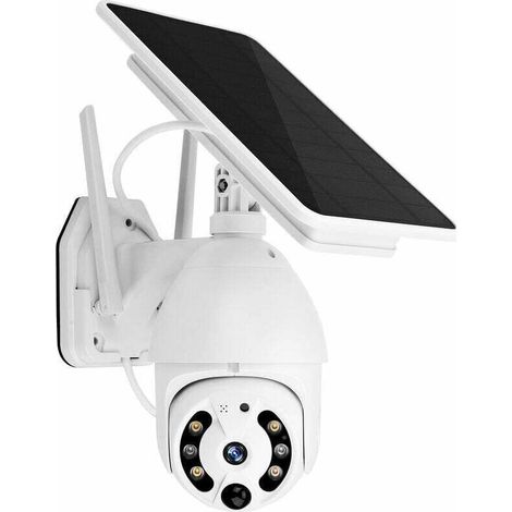 Wireless Solar Panel Security Camera, 1080P Outdoor Wifi Camera 360° Ptz Surveillance Camera Support Night Vision, PIR Motion Detection, Remote Access, Bidirectional Audio (1/4)