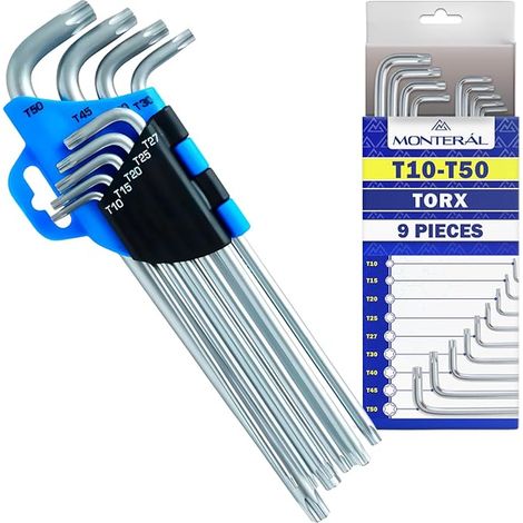Jeu de Clé Torx Extra Longues T10-T50 9 Pièces - Clé Étoile en Acier Vanadium CrV (1/2)