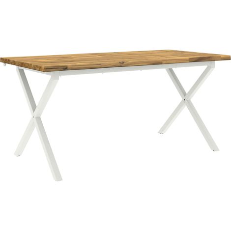 Live Edge Esstisch 160 x 90 x 75 cm Massivholz Akazie Weiß vidaXL (1/5)