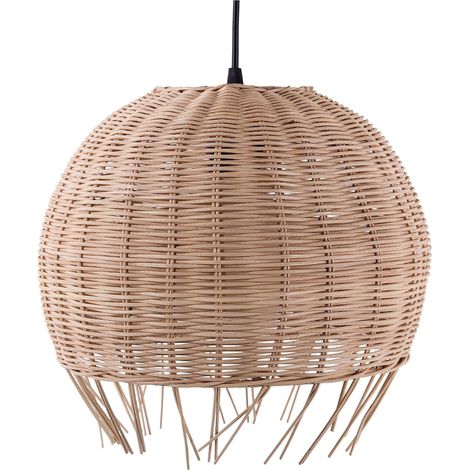 Pendant Lamp Brown Rattan Dome Shape Boho Eclectic DRINO