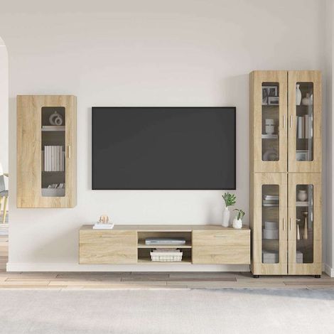 TV-Schrankset mit Regal FLORIN 3 pcs Sonoma-Eiche Holzwerkstoff
