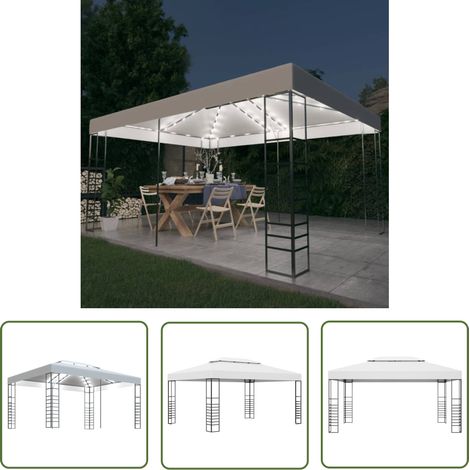 The Living Store Tonnelle avec guirlande lumineuse à LED 4x3x2,7 m Blanc - Tente De Jardin - Abri Jardin - Gazebo - Auvent - Parasol (1/5)