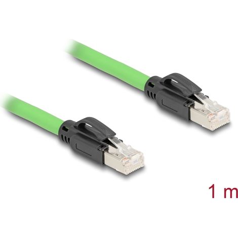 Delock Cable de red RJ45 Cat.6A macho a macho SF/UTP adecuado para cadenas de arrastre PUR (TPU) 1 m verde