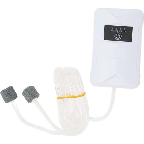 Pompe à oxygène pour aquarium, silencieuse, rechargeable par USB, avec 2 modes d'alimentation et double sortie. Pompe à air portable pour aquarium et aquarium de pêche. (1/5)