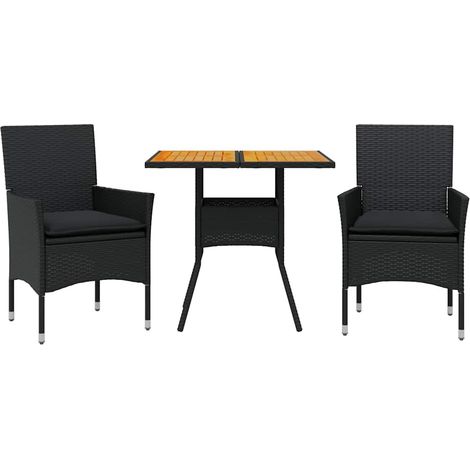Maison Exclusive - Set de comedor jardín 3 pzas con cojines ratán (1/5)