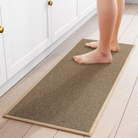 Tapis de cuisine antidérapant marron – 40x120 cm – Lavable – Dos caoutchouc – Séchage rapide – Couloir et buanderie (1/5)