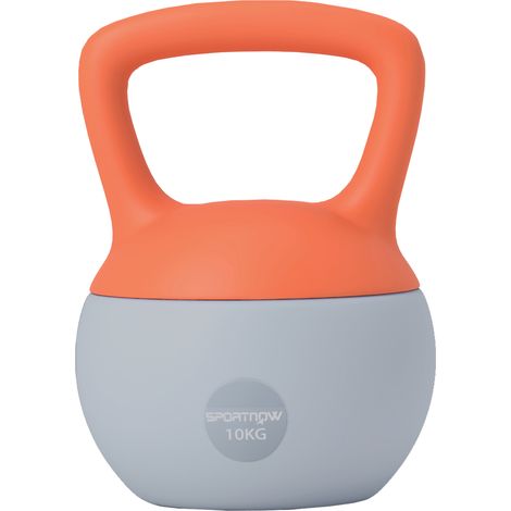 SPORTNOW 10KG Kettlebell w/ Soft Body and Non-Slip Handle, Orange and Grey (1/5)