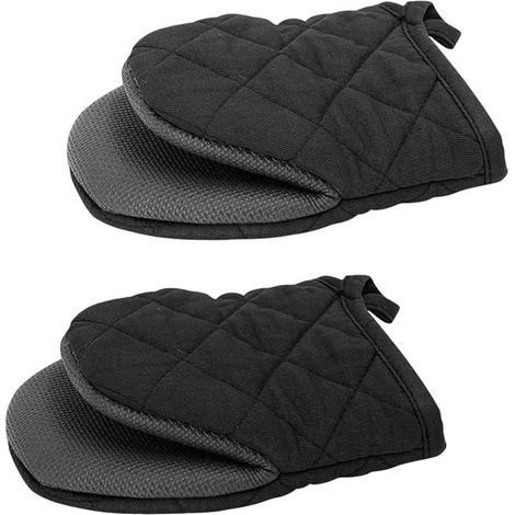 (Noir)1 Paire Gants de Four, résistants à la Chaleur jusqu 'à 400 ℉, Cuisine Gants de Four Non Glissant lavables pour Barbecue Micro-Ondes (1/5)