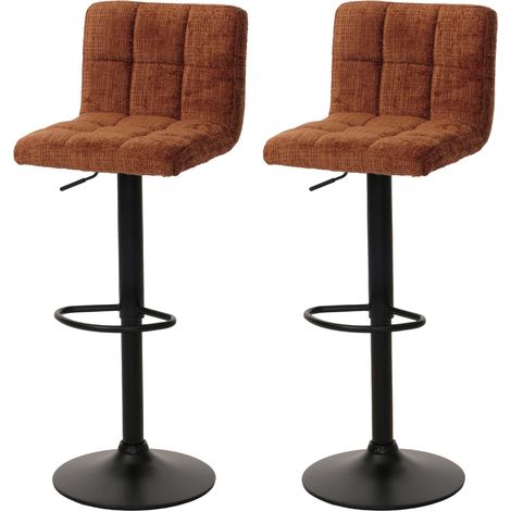 [NUNCA USADO] Lote de 2 taburetes de bar HHG-847, taburete de barra taburete giratorio regulable en altura, tejido de chenilla (465 g/m²) MVG, terracota