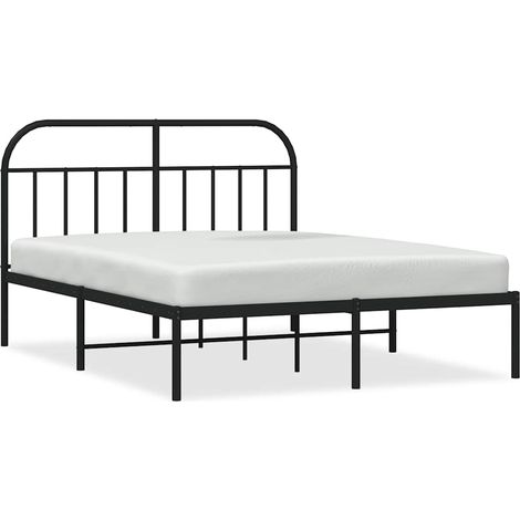 Maison Exclusive - Cadre de lit métal sans matelas avec tête de lit noir 150x200cm (1/5)